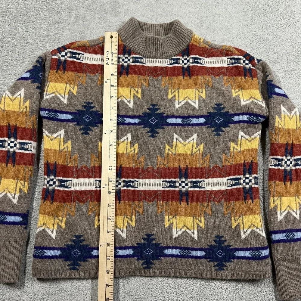 Faherty Sweater Womens XXS Doug Good Feather Southwestern Crew Neck Wool Nylon